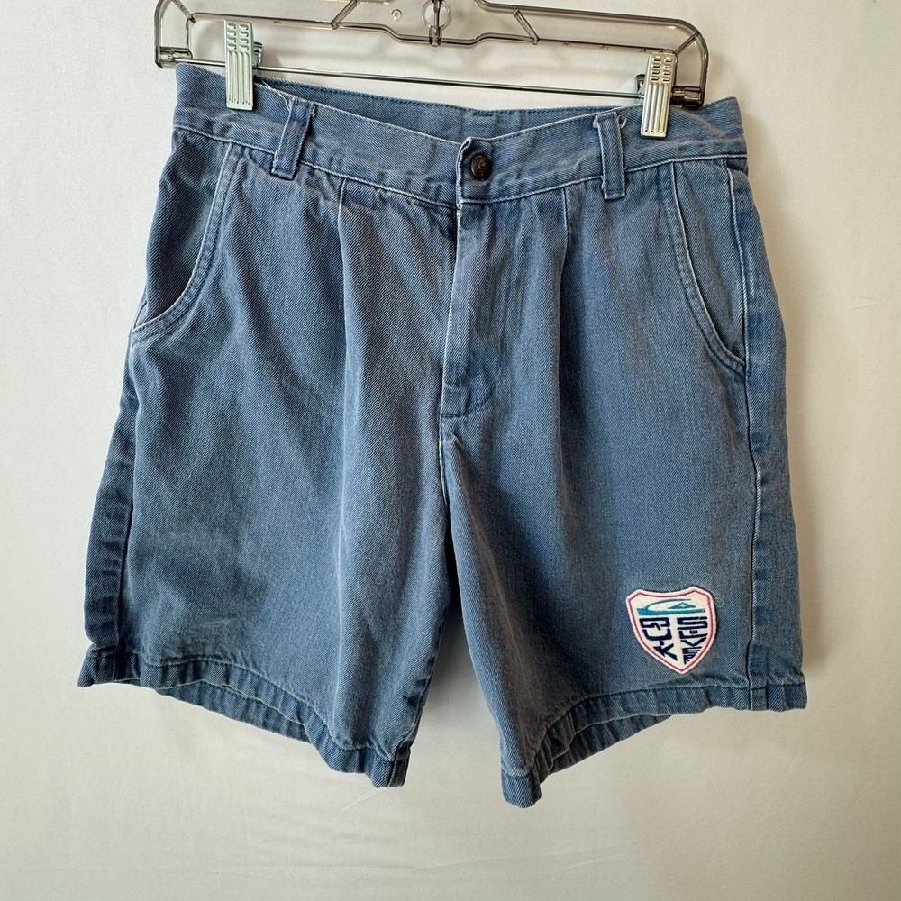 Quiksilver x Stranger Things Mens 30 Blue Denim Pleated Shorts Netflix Collab